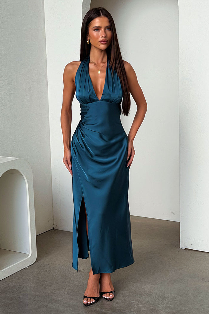 Avalea Halterneck Maxi Dress - Emerald