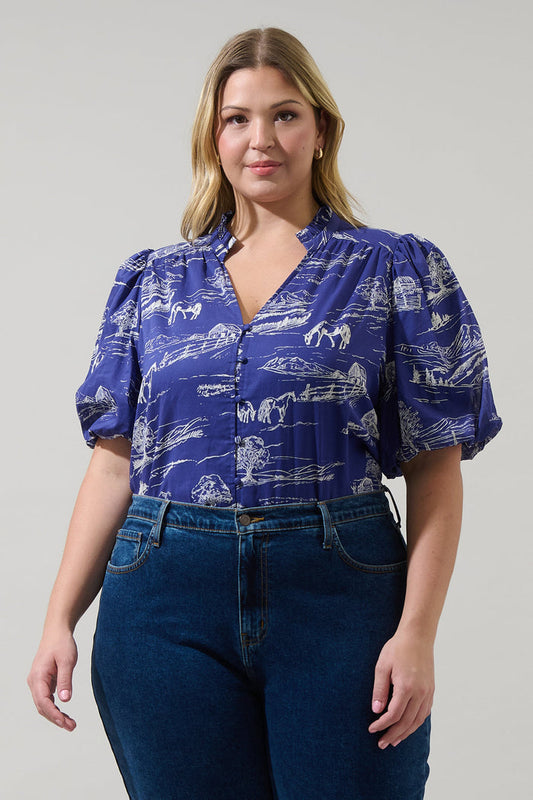 Avon Town Idara Button Down Top Curve