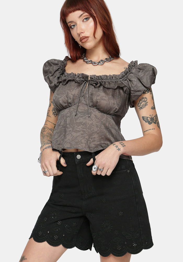 Ayr Broderie Longline Denim Short