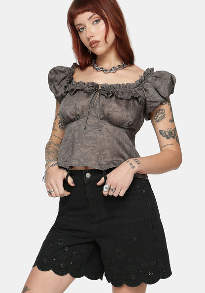 Ayr Broderie Longline Denim Short
