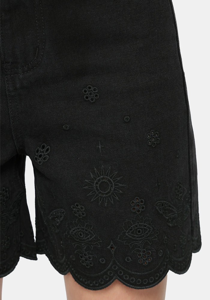 Ayr Broderie Longline Denim Short