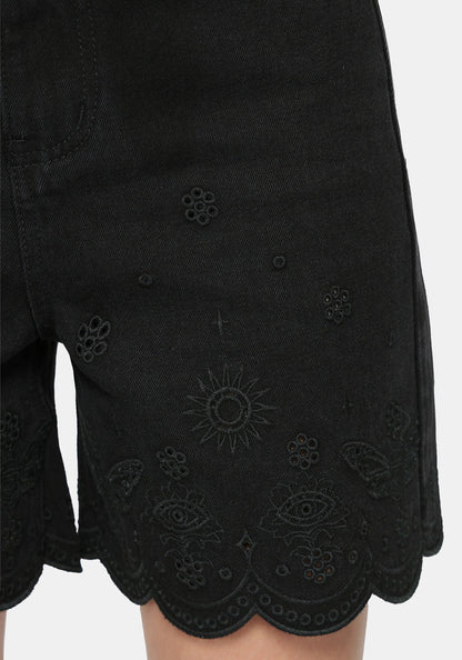 Ayr Broderie Longline Denim Short