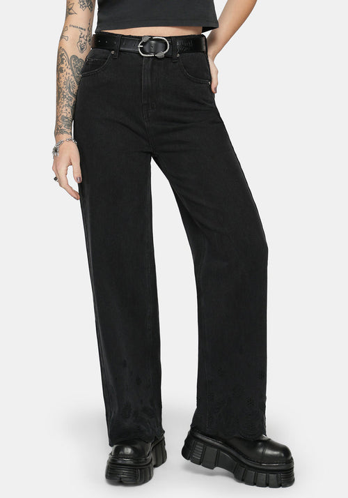 Ayr Broderie Straight Leg Denim Jean