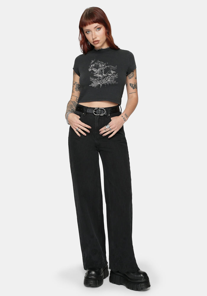 Ayr Broderie Straight Leg Denim Jean