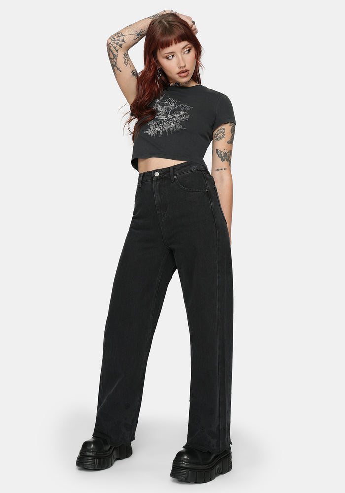 Ayr Broderie Straight Leg Denim Jean