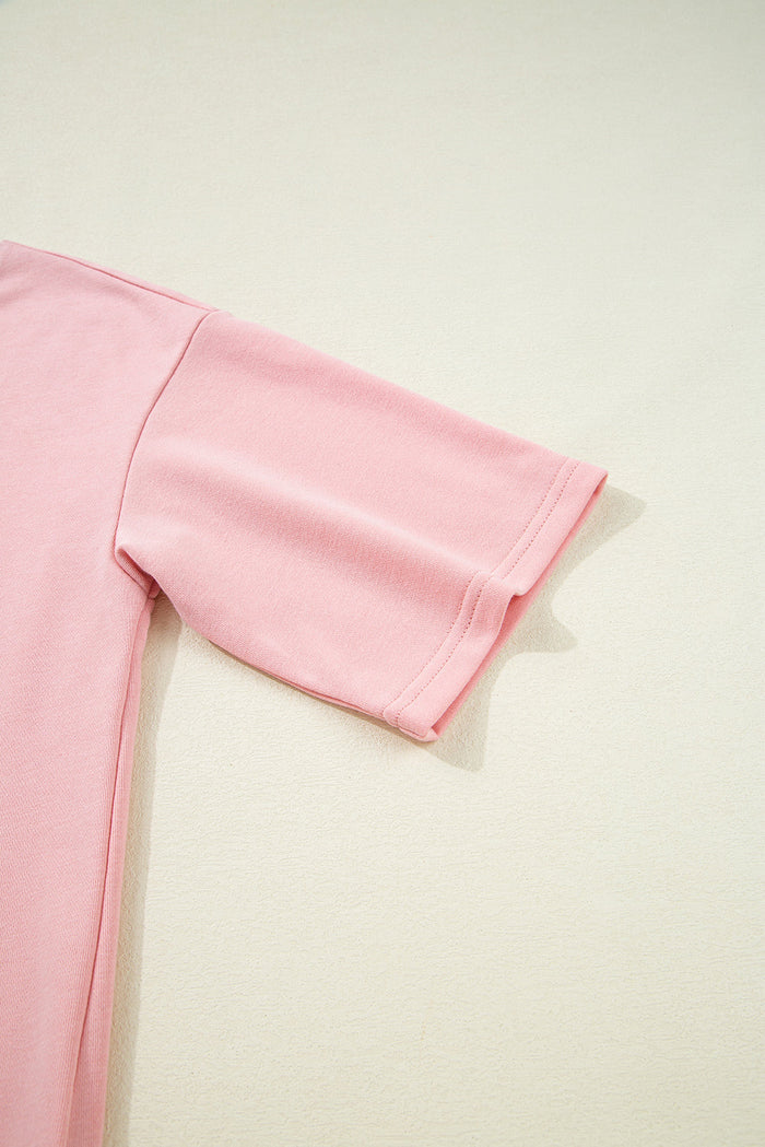 Beige Pink Half Sleeve T-Shirt & Cargo SweatTrousers Set - Two Piece Sets/Pant Sets