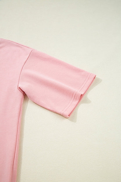 Beige Pink Half Sleeve T-Shirt & Cargo SweatTrousers Set - Two Piece Sets/Pant Sets