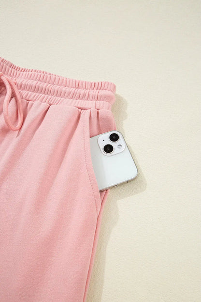 Beige Pink Half Sleeve T-Shirt & Cargo SweatTrousers Set - Two Piece Sets/Pant Sets