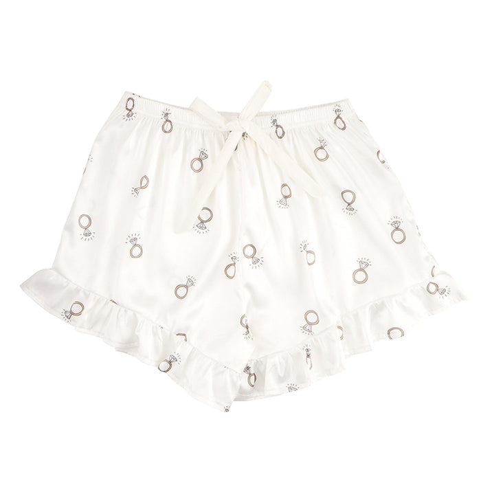 Bella -  Cropped PJ Set + Velvet Ties 0676 - White Rings