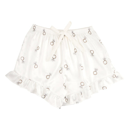 Bella -  Cropped PJ Set + Velvet Ties 0676 - White Rings