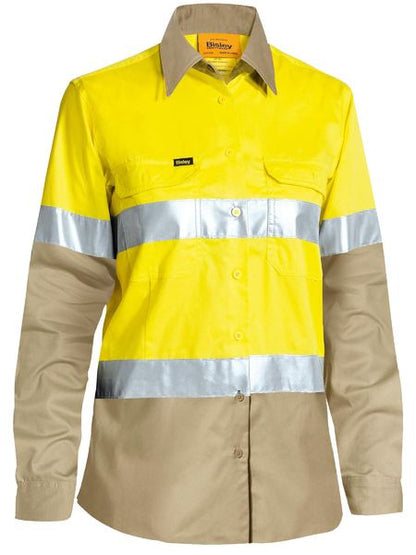 Bisley Taped Cool Lightweight Hi Vis Shirt NBCF Embroidery Long Sleeve BL6696T