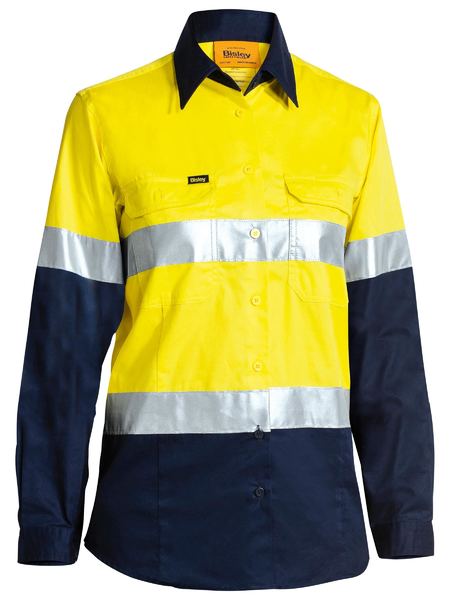 Bisley Taped Cool Lightweight Hi Vis Shirt NBCF Embroidery Long Sleeve BL6696T