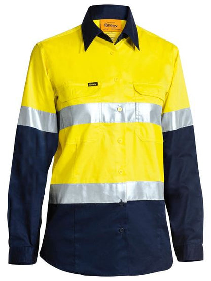 Bisley Taped Cool Lightweight Hi Vis Shirt NBCF Embroidery Long Sleeve BL6696T