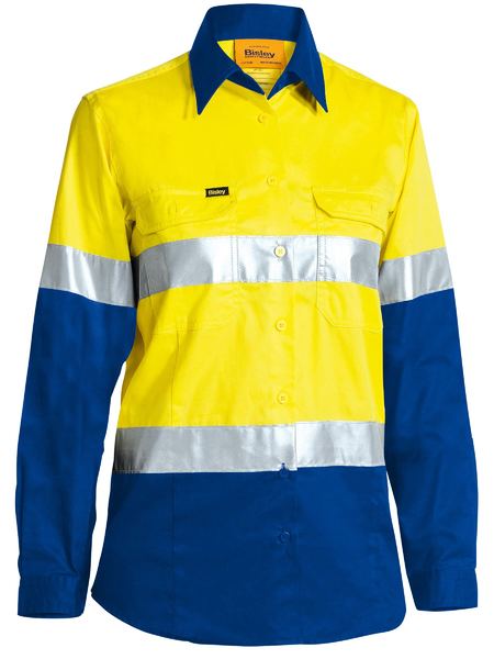 Bisley Taped Cool Lightweight Hi Vis Shirt NBCF Embroidery Long Sleeve BL6696T