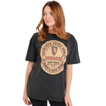 Black Distressed Guinness Label T-shirt