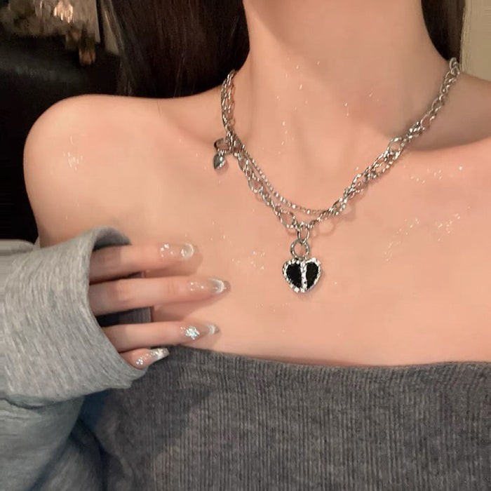 Black Heart Pendant Necklace - Fashionnsio