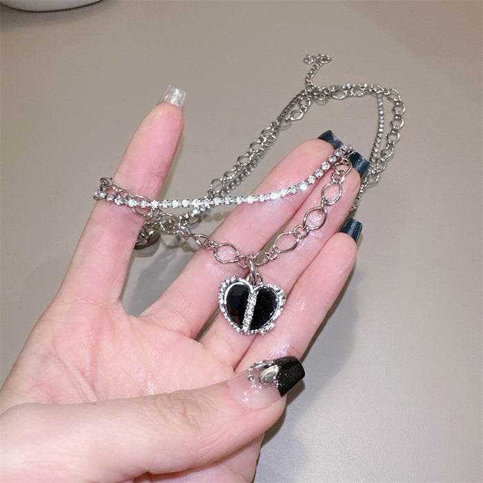 Black Heart Pendant Necklace - Fashionnsio