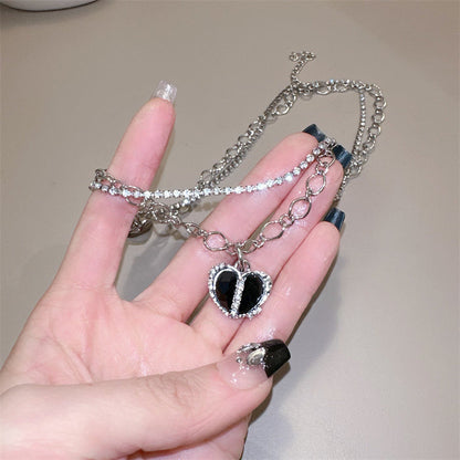 Black Heart Pendant Necklace - Fashionnsio