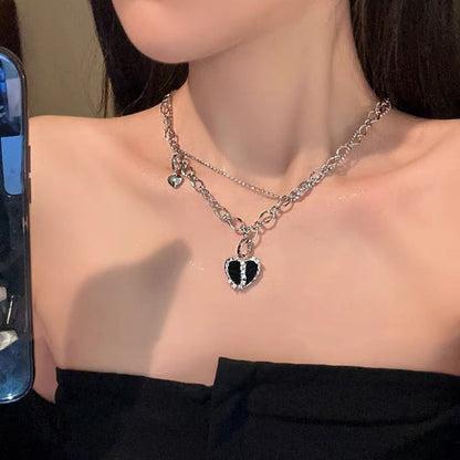 Black Heart Pendant Necklace - Fashionnsio