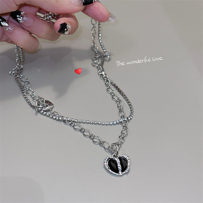 Black Heart Pendant Necklace - Fashionnsio
