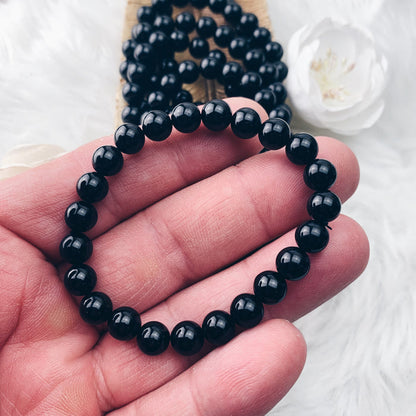 Tourmaline (Black) Stretch Bracelet 8 mm - The Bead Shoppe & Enclave Gems