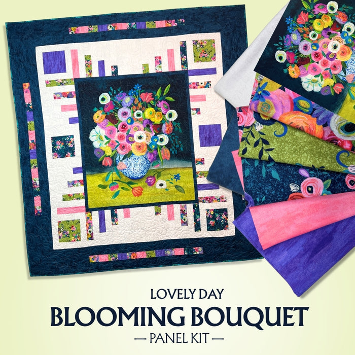 Blooming Bouquet Panel Kit - Lovely Day Pattern - 74"x80", quilting fabric by GE Designs
