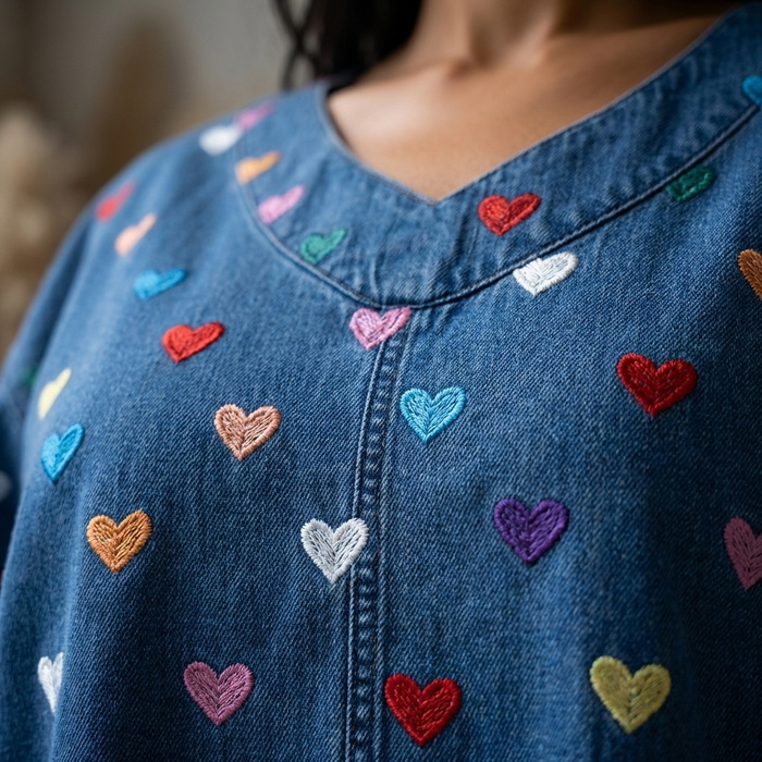 Blouse Vintage À Imprimé Cœur