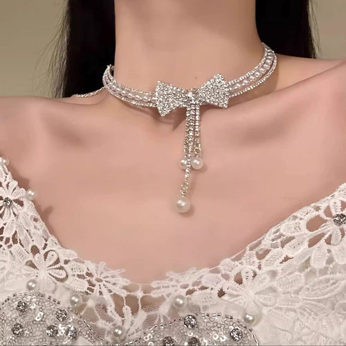 Bow Diamond Choker Necklace - Fashionnsio