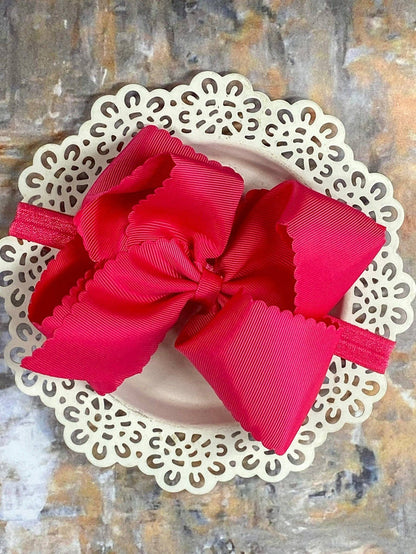 Bow Headband 5.5" Oversize Scalloped