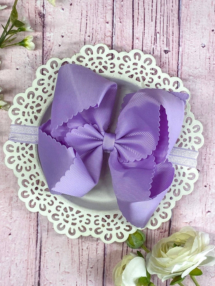 Bow Headband 5.5" Oversize Scalloped