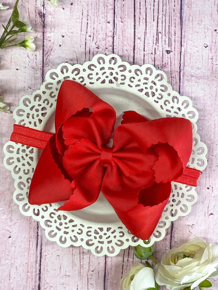 Bow Headband 5.5" Oversize Scalloped