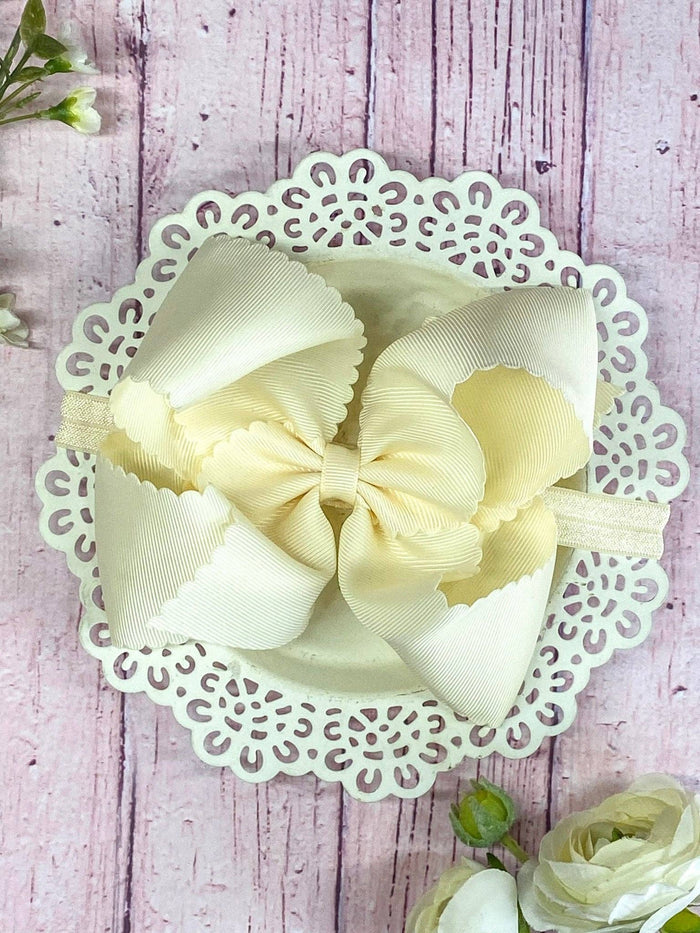Bow Headband 5.5" Oversize Scalloped