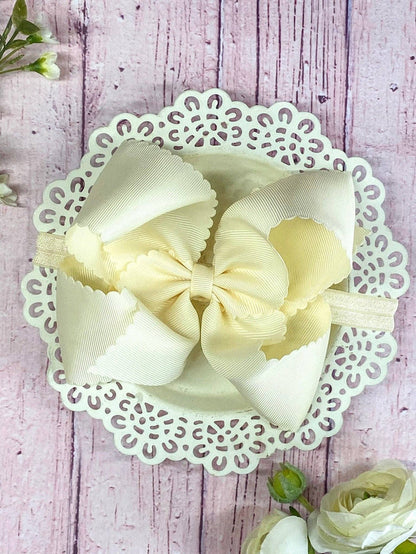 Bow Headband 5.5" Oversize Scalloped