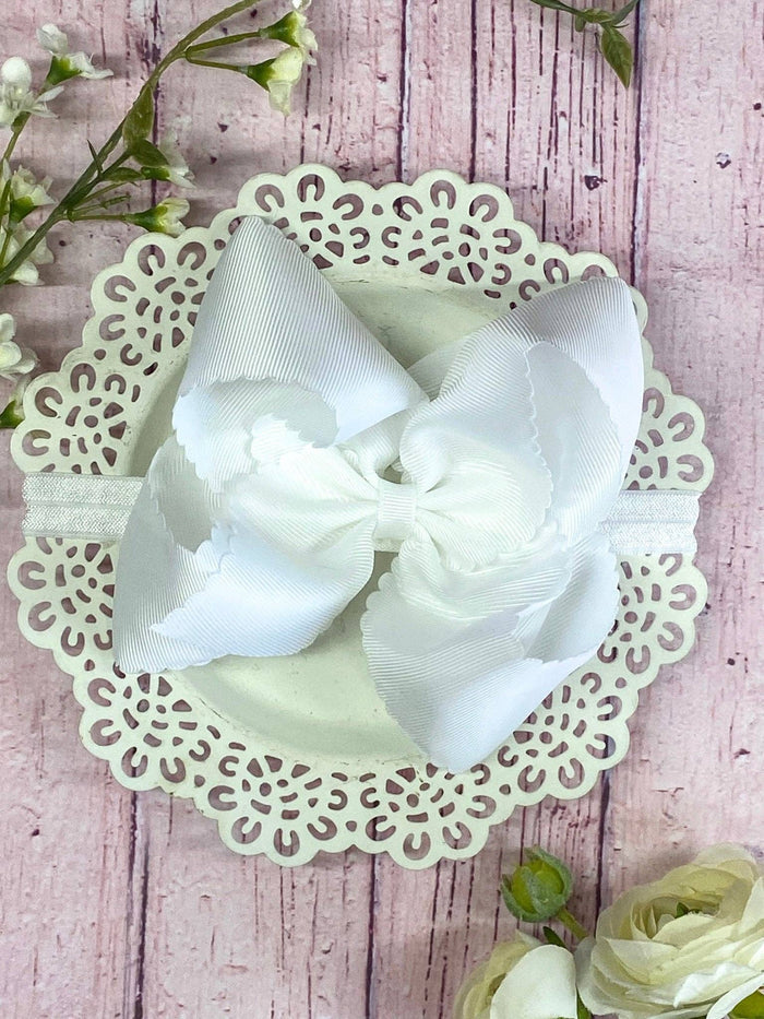 Bow Headband 5.5" Oversize Scalloped
