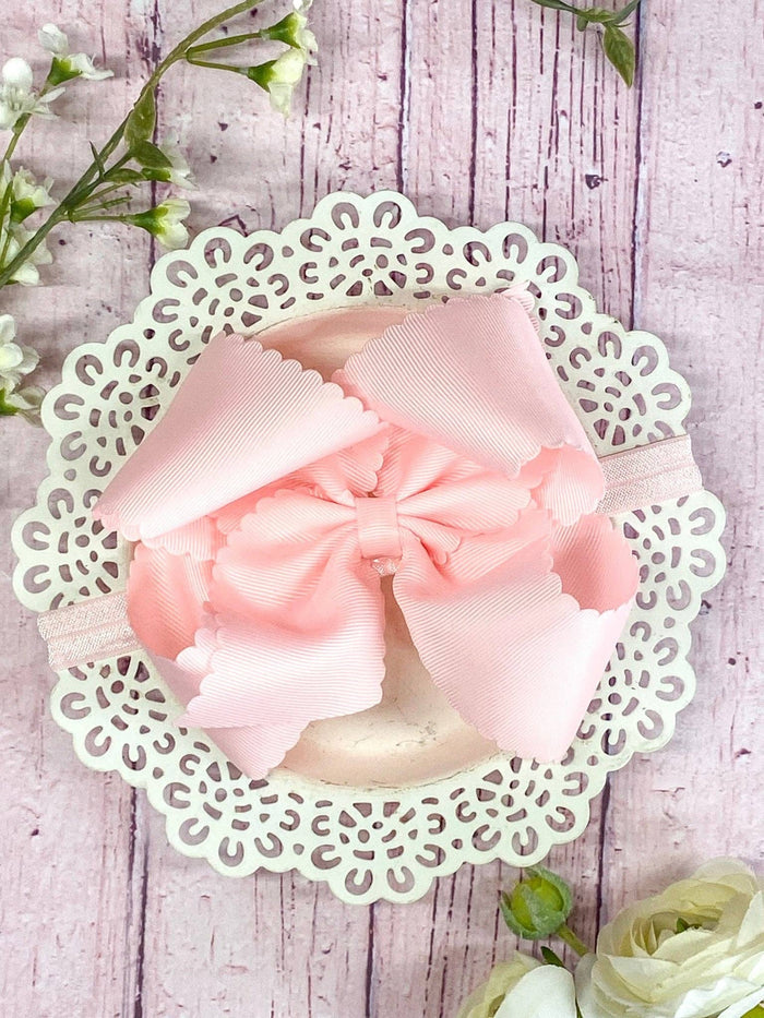 Bow Headband 5.5" Oversize Scalloped
