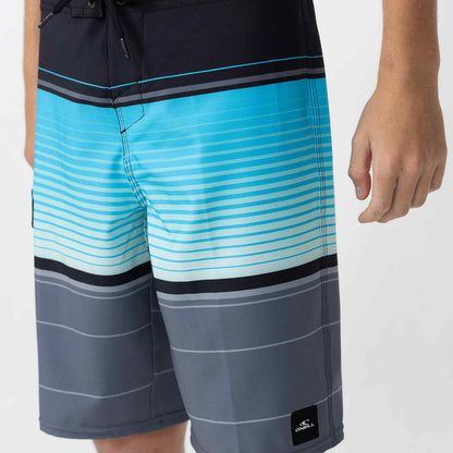Boy's Lennox Stripe 18 Boardshorts - Black