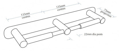 Bradley Regent Double Toilet Roll Holder With Backplate