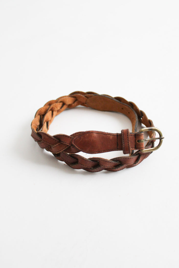 braided honey leather belt