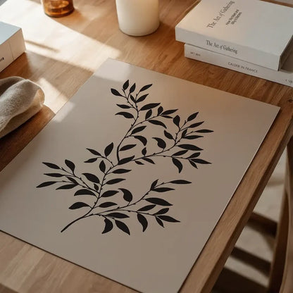 Branch Silhouette Print 1 unframed on a home office desk