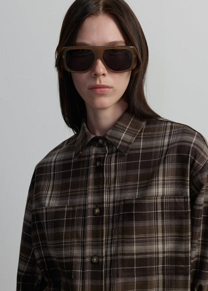 BROWN CHECKED SHIRT