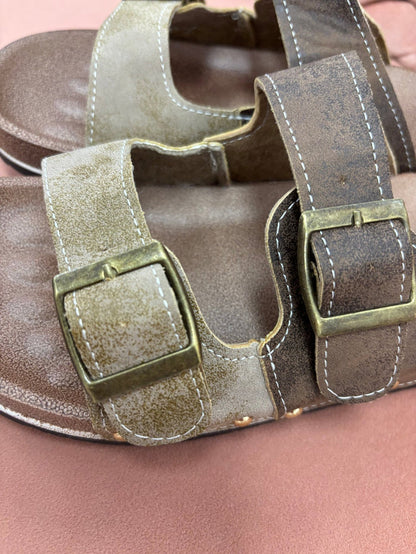 Buckle Strap Slide Sandals: Coffee - Intimate Whispers