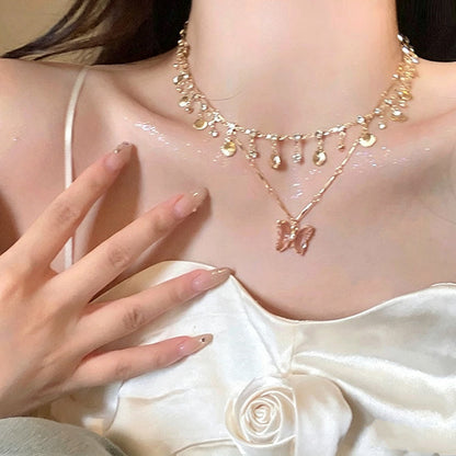Butterfly Layered Choker Necklace - Fashionnsio