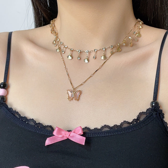 Butterfly Layered Choker Necklace - Fashionnsio