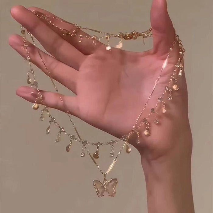 Butterfly Layered Choker Necklace - Fashionnsio