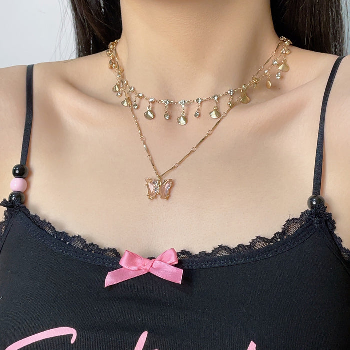 Butterfly Layered Choker Necklace - Fashionnsio
