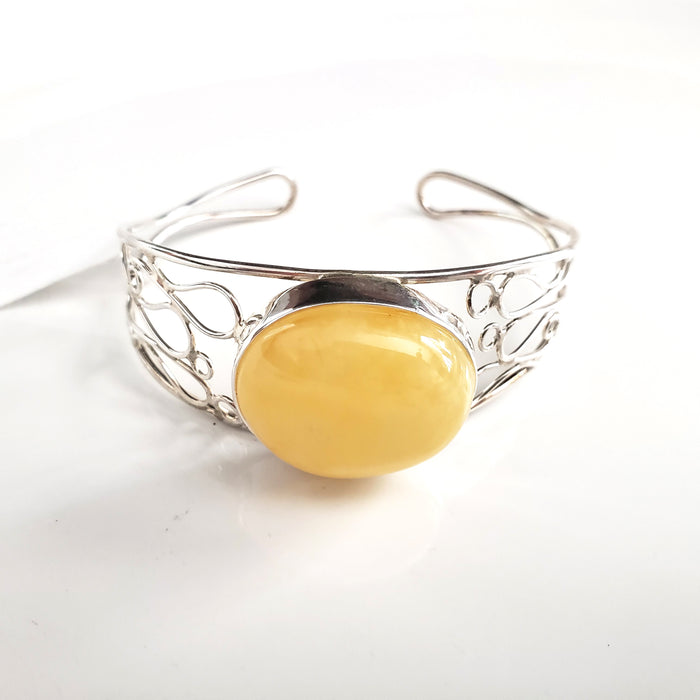 Silver amber designer bracelet