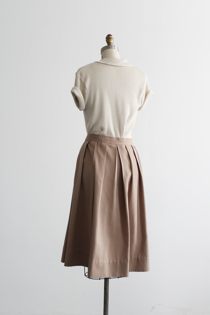 button front almond midi skirt