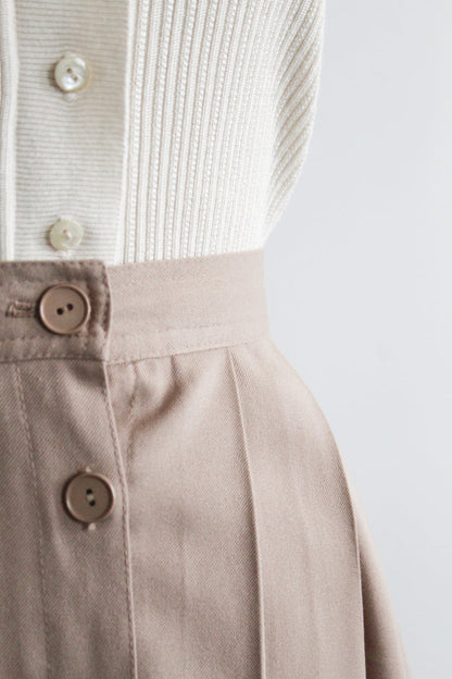 button front almond midi skirt