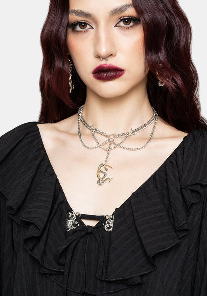 Cassidy Crinkle Sleeve Lace Up Blouse