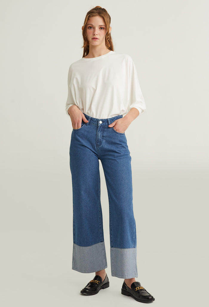 Casual Loose Fit Cuff Jeans